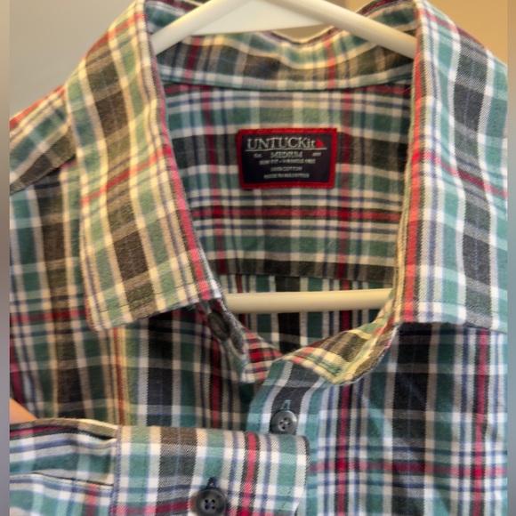 NWOT UNTUCKit Men's Green and Red Plaid Shirt - Picture 5 of 11